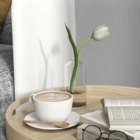 HOMCOM Pouf de Rangement Velouté jusqu'à 120 kg avec Plateau Réversible, en MDF et Chêne, 56x56x42 cm, Gris(m-3)