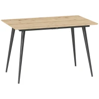 HOMCOM Mesa de comedor plegable mesa extensible 120-160 cm para 6 a 8 personas con patas de acero natural(m-1)