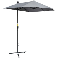 Outsunny 2x2 m Sombrilla Semicircular Parasol para Balcón con Soporte resistente al agua para Jardín Terrazas Patios 100% Poliéster