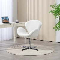 HOMCOM Poltrona Girevole con Altezza Regolabile, Rivestimento in Tessuto, per Soggiorno, Camera da Letto, Ufficio, Bianco(m-2)