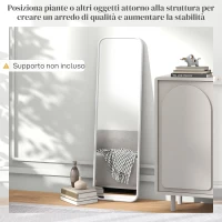 HOMCOM Specchio Verticale da Parete o da Terra con Bordi Arrotondati, in MDF e Vetro, 120x35 cm, Bianco(m-8)