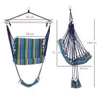 Outsunny Hängesessel-Hängematte für unterwegs Atmungsaktiver tragbarer Hängesessel in den Maßen 58L x 43B x 71H cm Baumwolle Polyester Bunt(m-3)