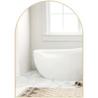 HOMCOM Specchio da parete arrotondato specchio da bagno con cornice in lega di alluminio per camera da letto soggiorno ingresso 50 × 70 cm oro(m-5)