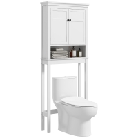 HOMCOM Mobile WC, Mobile Lavatrice, Mobile per il Bagn,o Armadio a 2 Porte, Mensole Regolabili, Bianco