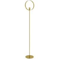 HOMCOM Stehlampe Wohnzimmer bis 40W Design Art-Deco-Ring aus goldenem Metall 28 x 25 x 160 cm Gold(m-1)