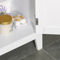 kleankin Meuble de Salle de Bain avec Étagères Réglables et Armoire à 2 Portes, Meuble Polyvalent en Bois, Blanc, 50x30x93cm(m-4)