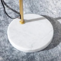 HOMCOM Lampada da Terra per Salotto in Acciaio con Paralume Conico Orientabile e Base in Marmo 40W, 35 x 26 x 153 cm, Oro(m-4)