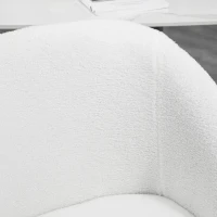 HOMCOM Conjunto de 2 sillas de comedor con respaldo en tela de lana blanca con efecto rizado patas de acero 55x62x80 cm Blanco Negro(m-4)
