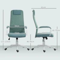 HOMCOM Silla de oficina sillón de oficina función de balanceo altura del asiento ajustable carga 120 kg 58x61x115-125 cm Verde(m-3)