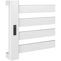 HOMCOM Sèche-Serviettes Électrique Mural pour Salle de Bain avec 4 Barres Chauffage Rapide Wi-Fi et Écran Tactile 47,5x9,5x49 cm Blanc(m-7)