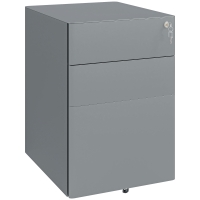 Vinsetto Archivador de oficina con ruedas y 3 cajones bloqueables organizador de archivos 39x48x59 cm acero Gris