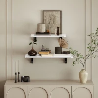 HOMCOM Satz von 2 klappbaren Wandtischen, klappbarer Wandtisch aus Holz, für Küche, Esszimmer, Büro, hochglänzendes Weiß(m-4)