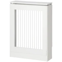 HOMCOM Moderne und elegante Lamellen-Heizkörperverkleidung für Zuhause, aus MDF und Stahl, 60x18x84 cm, Weiß(m-1)