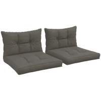 Outsunny Set mit 4 Gartenkissen mit 2 Sitzkissen und 2 Rückenkissen, Polyester, Anthrazitgrau(m-6)