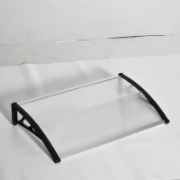 Outsunny Pensilina da Esterno per Finestre e Porte, in Policarbonato e Alluminio, 110x60x18cm - Trasparente(m-1)