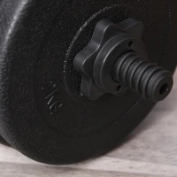 HOMCOM Set de Pesas Cortas Total 20 Kg - Pesas Ajustables - Barras incluidas - Entrenamiento Muscular & Halterofilia - Acero HDPE Negro(m-5)