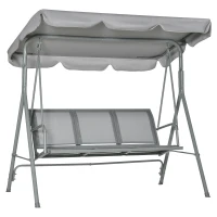 Outsunny Dondolo da Giardino a 3 Posti con Tetto in Metallo, 170 x 110 x 153 cm, Grigio e Argento(m-1)