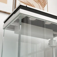 PawHut Acquario in Vetro da 41 Litri con Sistema di Filtraggio, Luci LED, Pompa dell'Acqua, per Diverse Specie di Pesci, Bianco(m-4)