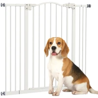 PawHut Puerta para Perros Extensible con 4 Tornillos Ajustables, en Metal y Plástico, 74-100x94 cm, Blanco(m-5)
