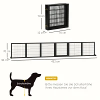 PawHut Barrera Plegable para Perros 432x36x70 cm Madera de Pino Negro(m-3)
