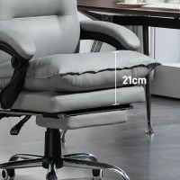 Vinsetto Silla de oficina ergonómica silla de oficina con reposapiés respaldo reclinable poliuretano 66x72x122-130 cm Gris Claro(m-4)