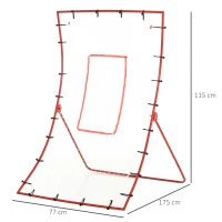 HOMCOM Fußball-Rebound-Netz, Fußball-Rebounder, verstellbare Winkel, Befestigungszubehör inklusive, Rot, Weiß(m-3)