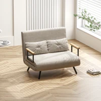 HOMCOM Schlafsofa 3 in 1 in Samteffektstoff mit verstellbarer Rückenlehne und 2 Kissen, 102x73x81 cm, Creme(m-3)