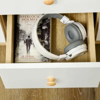 HOMCOM Buffet Moderne en Aggloméré et Bois de Pin avec 3 Tiroirs et 2 Armoires à 2 Niveaux, 90x32x80H cm(m-3)