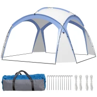 Outsunny 3.5 x 3.5M Camping Gazebo, Outdoor Event Shelter Dome Tent Garden Sun Shelter Patio Spire Arc Pavilion Camp Sun Shade Tent for 6-8 Person, Light Blue(m-10)