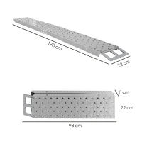 HOMCOM Rampă pentru Motociclete și Biciclete cu Sarcină Maximă 230 kg, 190x22x8 cm, Argintiu(m-3)
