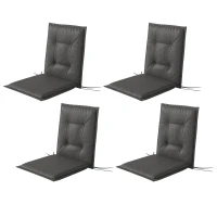 Outsunny Ensemble de 4 Coussins de Chaise 108 x 50 x 5 cm avec Sangles, Coussin de Siège d'Extérieur et d'Intérieur, Gris foncé(m-1)