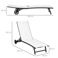 Outsunny Ensemble de 2 Chaises Longues de Jardin en Aluminium avec Dossier Inclinable et Roues 165x66x102 cm Crème(m-3)