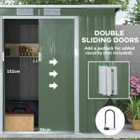 Outsunny Garden Storage Shed w/ window Double Door Green(m-5)