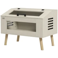 PawHut Terrario per Rettili 111L con Finestre in Vetro Temperato, Coperchio, 80 x 50 x 60 cm, Legno Naturale(m-5)