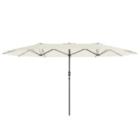 Outsunny Parasol Doble 436x260 cm, Protección UV, Parasol de Acero con Manivela, Forma Ovalada, Beige(m-6)