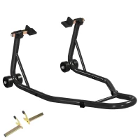HOMCOM Soporte de Caballete Trasero para Motocicleta Elevador de Rueda con Ruedas y Brazo Oscilante en U Negro(m-1)