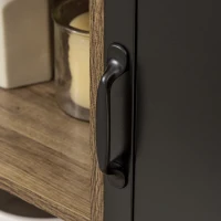 HOMCOM Credenza con 3 Ripiani e Armadietto, Mobile da Salotto, in Legno e Porta in Metallo, Nero(m-4)