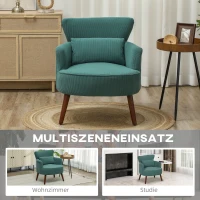 HOMCOM Sillón de Apoyo Moderno, Sillón de Acento Tapizado con Cojín Lumbar, Patas de Madera de Caucho, Verde Oscuro(m-4)