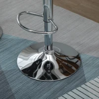 HOMCOM Set 2 Barhocker, Höhenverstellbar mit Metallfuß und PU-Ledersitz, Moderne Hocker mit Rückenlehne und Fußstütze, 46x48x83-104 cm, Weiß(m-3)