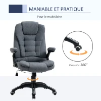 Vinsetto Silla de Oficina Silla de Ordenador Ergonómica Respaldo Inclinable Asiento Giratorio Altura Ajustable Apoyabrazos Acolchado(m-4)