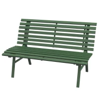 Outsunny Banco de jardín exterior 2 Plazas Asiento Respaldo de Listones, en aluminio, 123x67x79 cm, Verde(m-7)