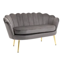 HOMCOM Canapé 2 Places en Tissu Effet Velours avec Accoudoirs, Canapé Moderne avec Assise Rembourrée pour Chambre à Coucher et Salon, 133x63x75cm, Gris(m-5)