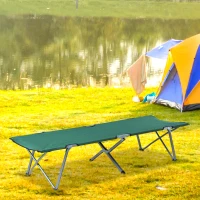 Outsunny Letto da Campeggio, Letto Pieghevole, 193 x 64 x 40 cm, con Sacca Trasporto, Poliestere Oxford e Metallo, Verde e Grigio(m-2)