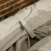 Outsunny Set da giardino 4 pezzi con divano 2 posti, 1 poggiapiedi, 2 tavolini con cuscini, beige e marrone(m-3)