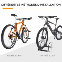 HOMCOM Fahrradständer für 5 Fahrräder, Fahrradhalterung, Fahrradabstellplatz für Reifen 65 mm, 145L x 33B x 27H cm, aus schwarzem Stahl(m-5)