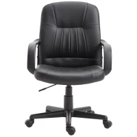 Vinsetto Chaise de Bureau Ergonomique et Pivotante, Fauteuil de Bureau avec Hauteur Réglable en Similicuir 60×60×90-99cm Noir(m-1)