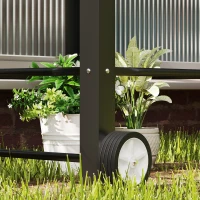 Outsunny Jardinera elevada con cubierta de plástico, jardinera con ruedas y agujero de drenaje 67x69x147 cm Negro(m-5)