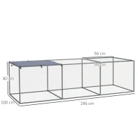 PawHut Jaula para pequeños animales recinto gallinero exterior 3 m² 3x1x0,8 m acero galvanizado(m-3)