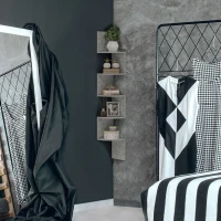 HOMCOM Eckregal Wandregal Zick-Zack-Design 20L x 20B x 126H cm 5 Ebenen Holz Grau(m-5)