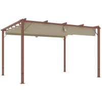Outsunny Pergola de jardin 3 x 4 m, Toit de terrasse réglable, Cadre en aluminium, Protection solaire UPF30+, Bois naturel(m-6)